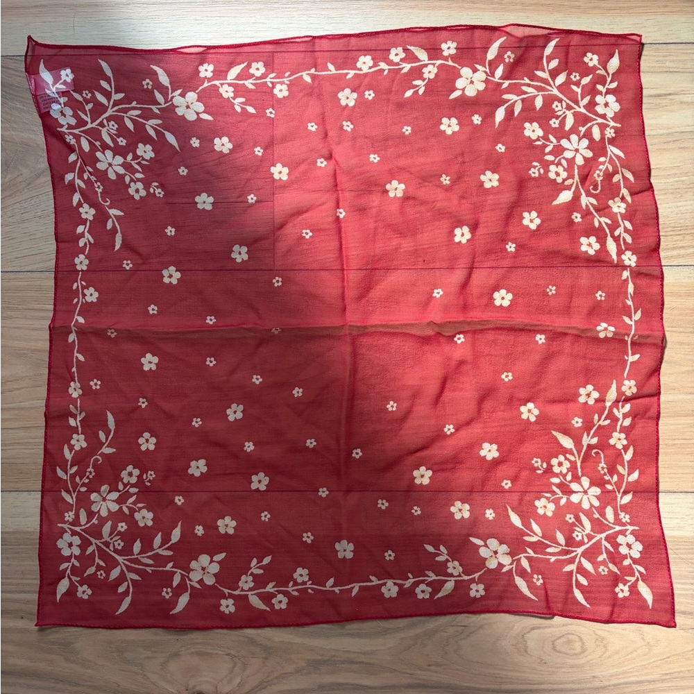 Silk Talbots Red and Cream Floral Scarf